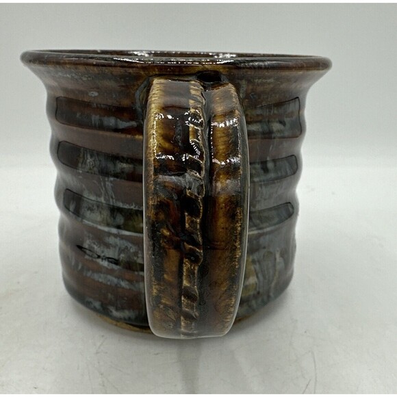 Pottery Coffee Mug Handmade Signed Colleen Brown Glazed Large Handle - Picture 6 of 15